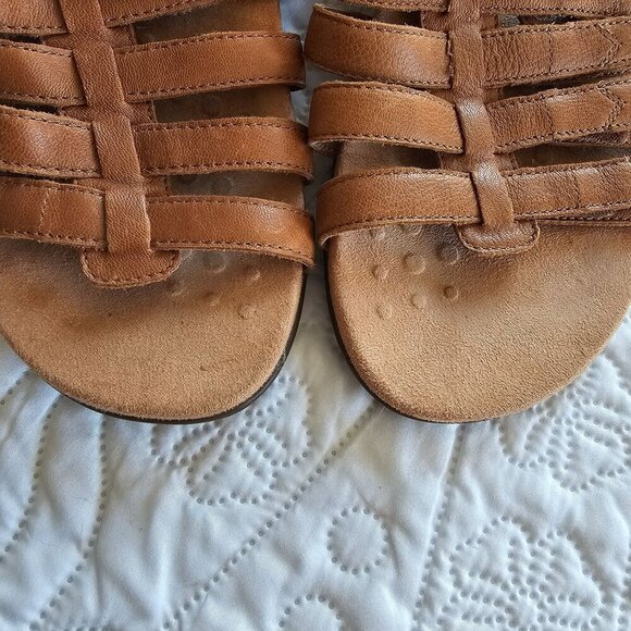 Vionic Womens Harissa Leather Sandals, Size 8 Wide, Tan Adjustable Straps - Picture 8 of 13